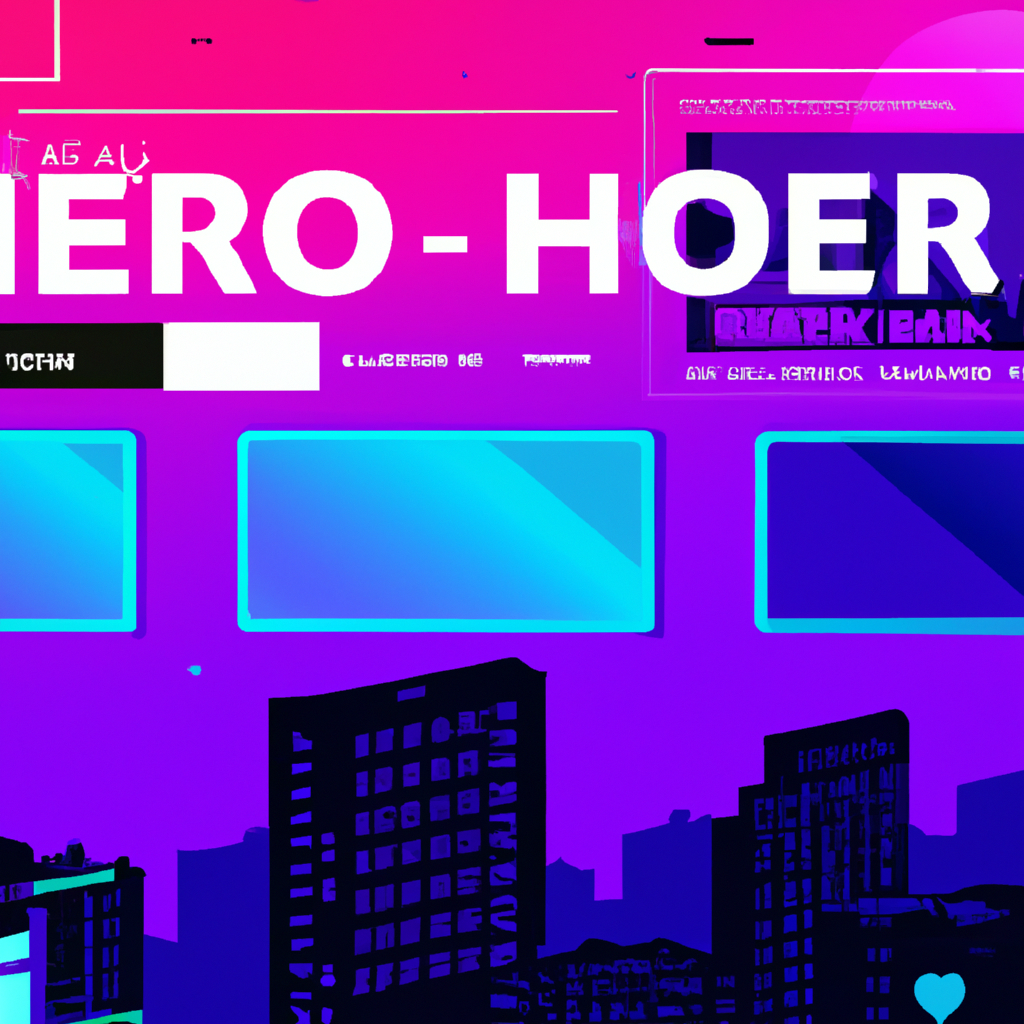 NeonArcade hero art — neon city with pixel HUD and players
